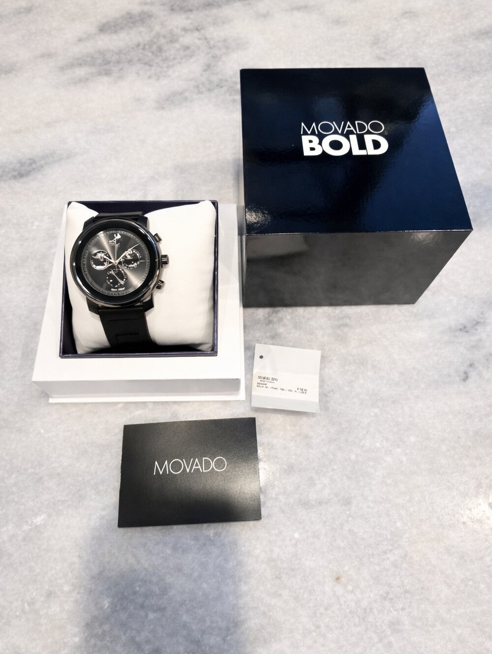 Movado Bold Chronograph Black Leather Men’s Watch $800